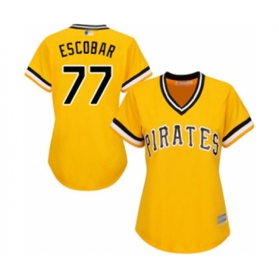 Women's Pittsburgh Pirates 77 Luis Escobar Authentic Gold Alternate Cool Base Baseball Player Jersey