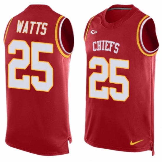 Men's Nike Kansas City Chiefs 25 Armani Watts Limited Red Player Name & Number Tank Top NFL Jersey