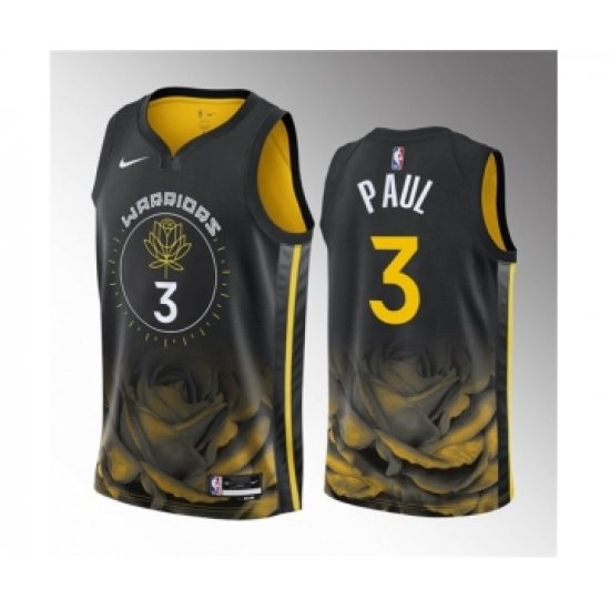 Men's Golden State Warriors 3 Chris Paul Black City Edition Stitched Basketball Jersey