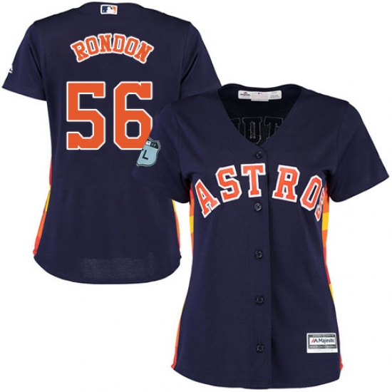Women's Majestic Houston Astros 56 Hector Rondon Replica Navy Blue Alternate Cool Base MLB Jersey