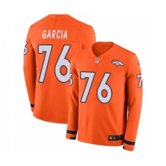Men's Nike Denver Broncos 76 Max Garcia Limited Orange Therma Long Sleeve NFL Jersey