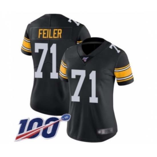 Women's Pittsburgh Steelers 71 Matt Feiler Black Alternate Vapor Untouchable Limited Player 100th Season Football Jersey