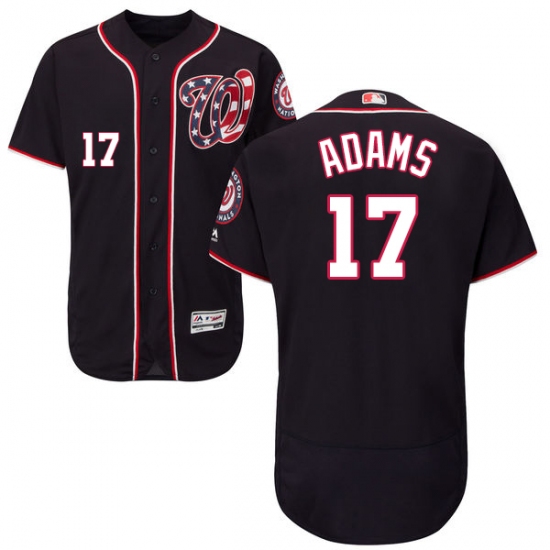 Men's Majestic Washington Nationals 17 Matt Adams Navy Blue Alternate Flex Base Authentic Collection MLB Jersey