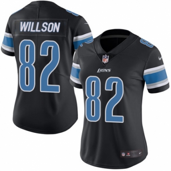 Women's Nike Detroit Lions 82 Luke Willson Limited Black Rush Vapor Untouchable NFL Jersey