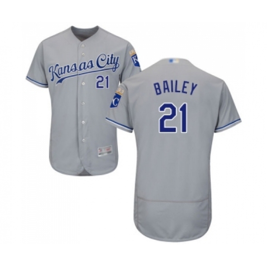 Men's Kansas City Royals 21 Homer Bailey Grey Road Flex Base Authentic Collection Baseball Jersey