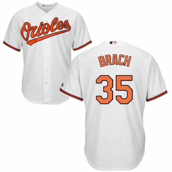 Men's Majestic Baltimore Orioles 35 Brad Brach Replica White Home Cool Base MLB Jersey