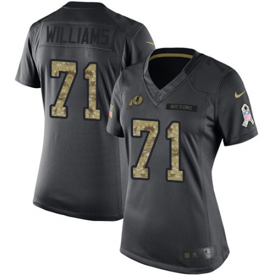 Women's Nike Washington Redskins 71 Trent Williams Limited Black 2016 Salute to Service NFL Jersey