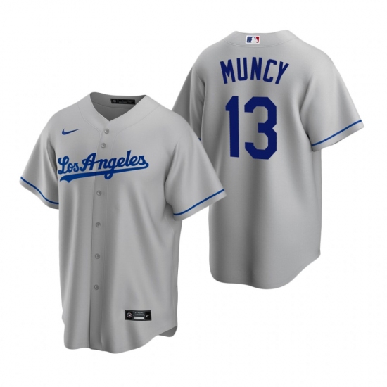 Men's Nike Los Angeles Dodgers 13 Max Muncy Gray Road Stitched Baseball Jersey