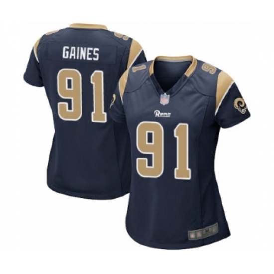 Women's Los Angeles Rams 91 Greg Gaines Game Navy Blue Team Color Football Jersey