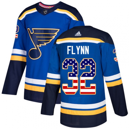 Men's Adidas St. Louis Blues 32 Brian Flynn Authentic Blue USA Flag Fashion NHL Jersey