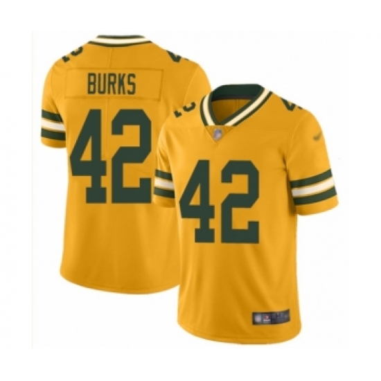 Men's Green Bay Packers 42 Oren Burks Limited Gold Inverted Legend Football Jersey