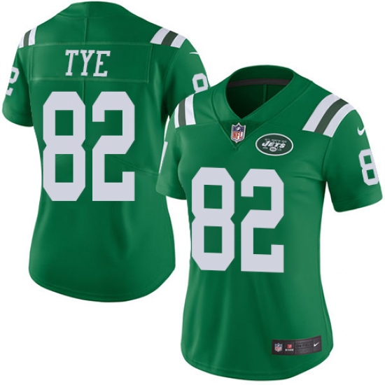 Women's Nike New York Jets 82 Will Tye Limited Green Rush Vapor Untouchable NFL Jersey
