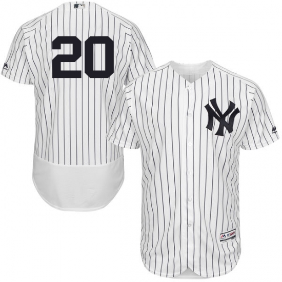 Men's Majestic New York Yankees 20 Jorge Posada White Home Flex Base Authentic Collection MLB Jersey
