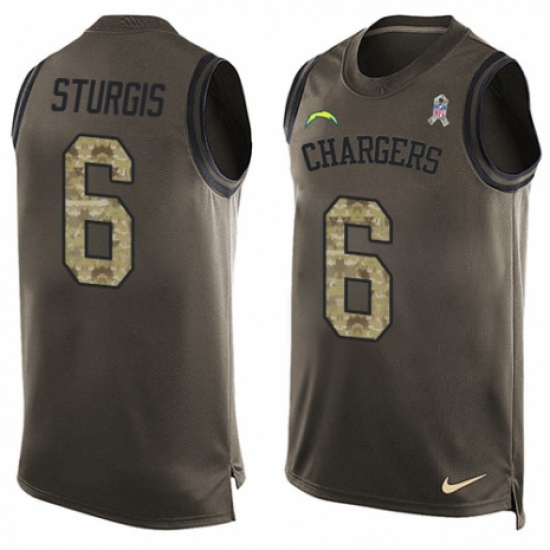 Men's Nike Los Angeles Chargers 6 Caleb Sturgis Limited Green Salute to Service Tank Top NFL Jersey