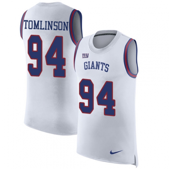 Men's Nike New York Giants 94 Dalvin Tomlinson Limited White Rush Player Name & Number Tank Top NFL Jersey