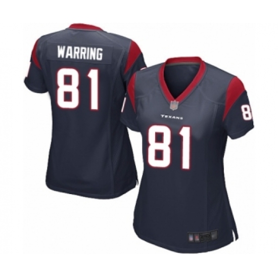 Women's Houston Texans 81 Kahale Warring Game Navy Blue Team Color Football Jersey