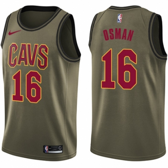 Men's Nike Cleveland Cavaliers 16 Cedi Osman Swingman Green Salute to Service NBA Jersey