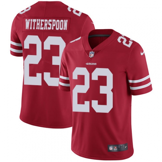 Youth Nike San Francisco 49ers 23 Ahkello Witherspoon Red Team Color Vapor Untouchable Limited Player NFL Jersey
