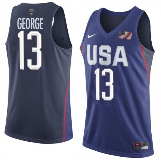 Men's Nike Team USA 13 Paul George Swingman Navy Blue 2016 Olympic Basketball Jersey