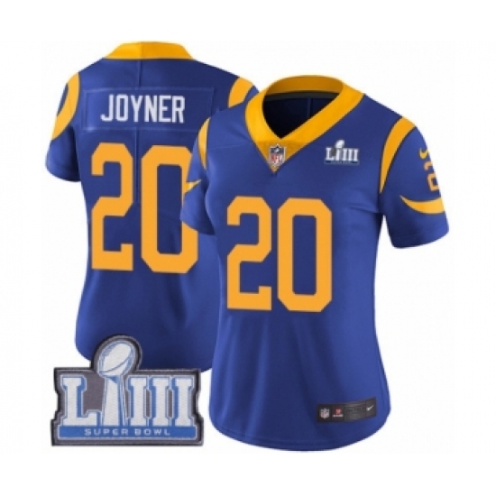 Women's Nike Los Angeles Rams 20 Lamarcus Joyner Royal Blue Alternate Vapor Untouchable Limited Player Super Bowl LIII Bound NFL Jersey