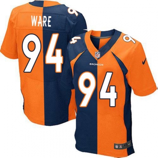 Men's Nike Denver Broncos 94 DeMarcus Ware Elite Orange/Navy Split Fashion NFL Jersey