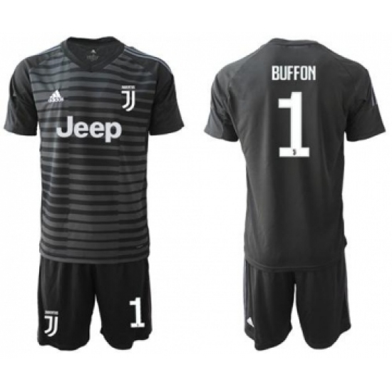 Juventus 1 Buffon Black Goalkeeper Soccer Club Jersey