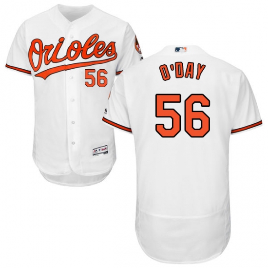 Men's Majestic Baltimore Orioles 56 Darren O'Day White Home Flex Base Authentic Collection MLB Jersey