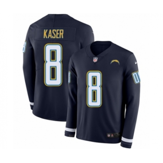 Youth Nike Los Angeles Chargers 8 Drew Kaser Limited Navy Blue Therma Long Sleeve NFL Jersey