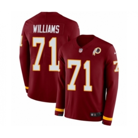 Men's Nike Washington Redskins 71 Trent Williams Limited Burgundy Therma Long Sleeve NFL Jersey