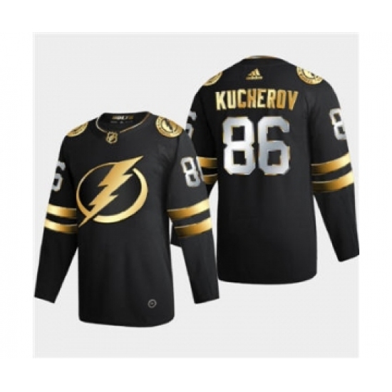 Men's Tampa Bay Lightning 86 Nikita Kucherov Black Golden Edition Limited Stitched Hockey Jersey