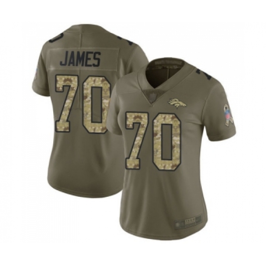 Women's Denver Broncos 70 Ja Wuan James Limited Olive Camo 2017 Salute to Service Football Jersey