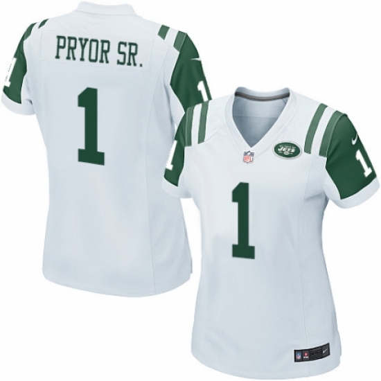 Women's Nike New York Jets 1 Terrelle Pryor Sr. Game White NFL Jersey