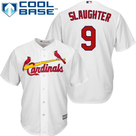 Youth Majestic St. Louis Cardinals 9 Enos Slaughter Authentic White Home Cool Base MLB Jersey