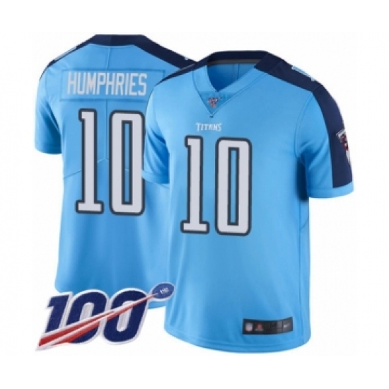 Men's Tennessee Titans 10 Adam Humphries Limited Light Blue Rush Vapor Untouchable 100th Season Football Jersey