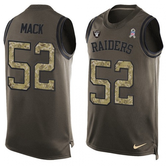 Men's Nike Oakland Raiders 52 Khalil Mack Limited Green Salute to Service Tank Top NFL Jersey