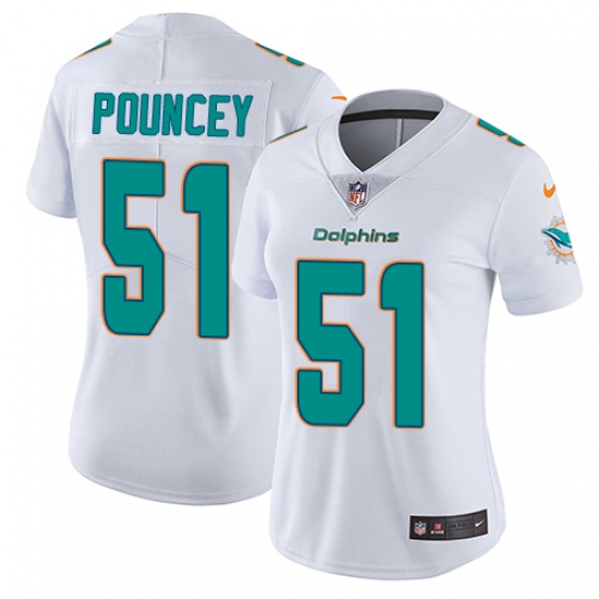 Women's Nike Miami Dolphins 51 Mike Pouncey White Vapor Untouchable Limited Player NFL Jersey