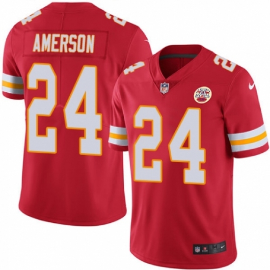 Youth Nike Kansas City Chiefs 24 David Amerson Red Team Color Vapor Untouchable Limited Player NFL Jersey