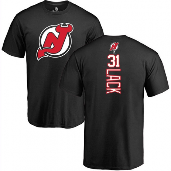 NHL Adidas New Jersey Devils 31 Eddie Lack Black Backer T-Shirt