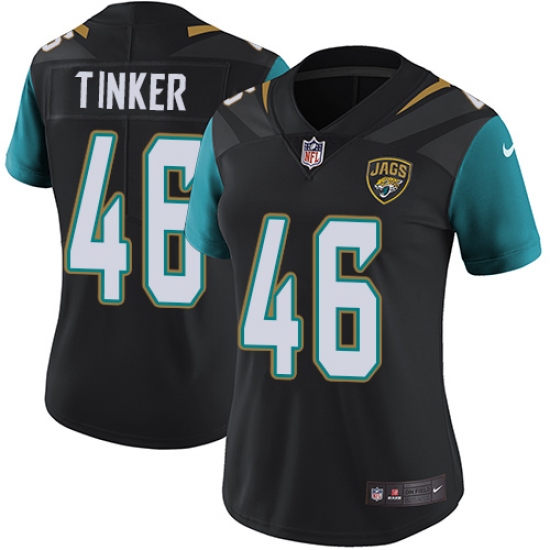 Women's Nike Jacksonville Jaguars 46 Carson Tinker Elite Black Alternate NFL Jersey