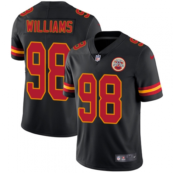 Men's Nike Kansas City Chiefs 98 Xavier Williams Limited Black Rush Vapor Untouchable NFL Jersey