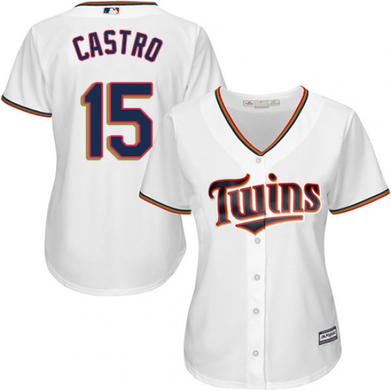 Women's Majestic Minnesota Twins 15 Jason Castro Authentic White Home Cool Base MLB Jersey