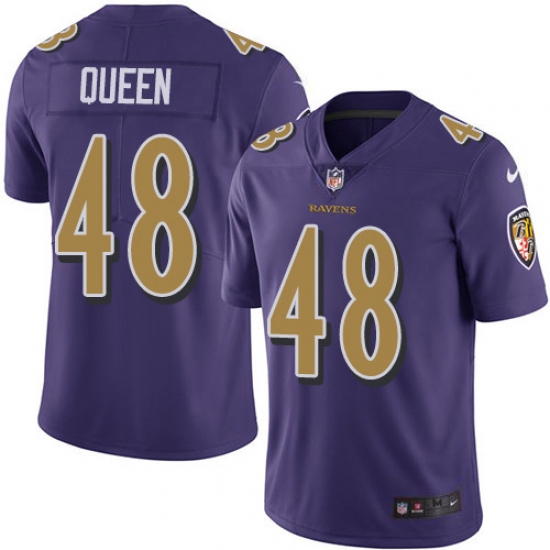 Youth Baltimore Ravens 48 Patrick Queen Purple Stitched NFL Limited Rush Jersey