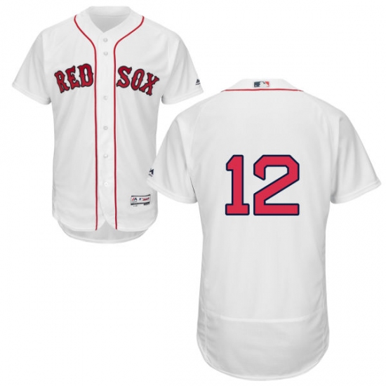 Men's Majestic Boston Red Sox 12 Brock Holt White Home Flex Base Authentic Collection MLB Jersey