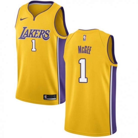 Men's Nike Los Angeles Lakers 1 JaVale McGee Swingman Gold NBA Jersey - Icon Edition