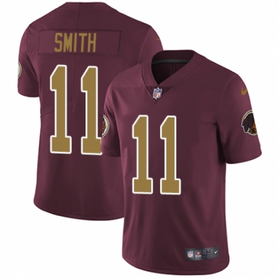 Youth Nike Washington Redskins 11 Alex Smith Burgundy Red/Gold Number Alternate 80TH Anniversary Vapor Untouchable Limited Player NFL Jersey