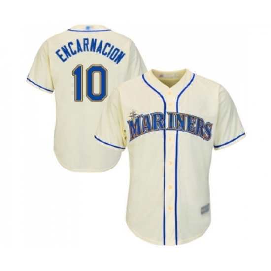 Men's Seattle Mariners 10 Edwin Encarnacion Replica Cream Alternate Cool Base Baseball Jersey