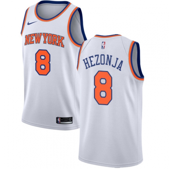 Youth Nike New York Knicks 8 Mario Hezonja Swingman White NBA Jersey - Association Edition