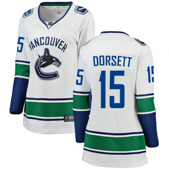 Women's Vancouver Canucks 15 Derek Dorsett Fanatics Branded White Away Breakaway NHL Jersey