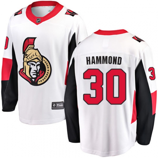 Youth Ottawa Senators 30 Andrew Hammond Fanatics Branded White Away Breakaway NHL Jersey