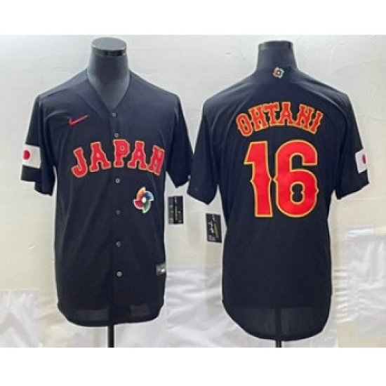Men's Japan Baseball 16 Shohei Ohtani 2023 Black World Classic Stitched Jerseys